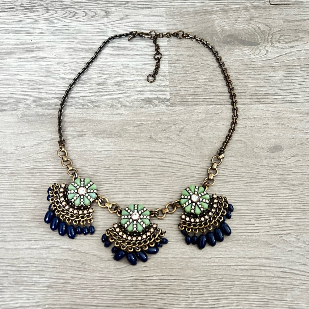 JCREW Green and Blue Statement Necklace